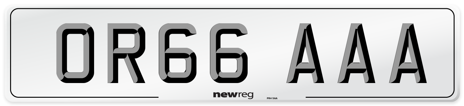 OR66 AAA Number Plate from New Reg